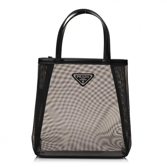 PRADA Mesh Small Tote Bag Black 1046257 | FASHIONPHILE