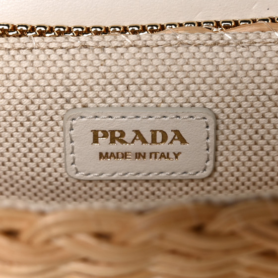 PRADA　MADE IN ITALY ミニポーチ PRADA Midollino City Calfskin Mini Bag Naturale White