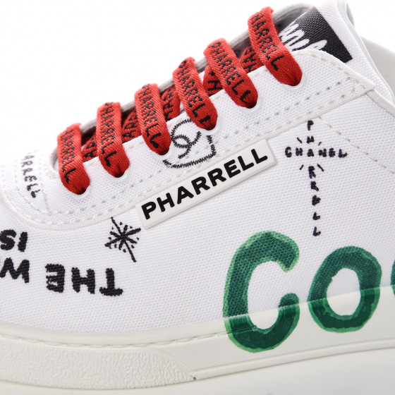 CHANEL x Pharrell Williams Canvas Womens Sneakers 38 White 360590