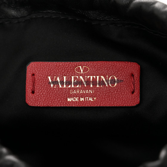 VALENTINO GARAVANI Calfskin Rockstud Drawstring Pouch Black