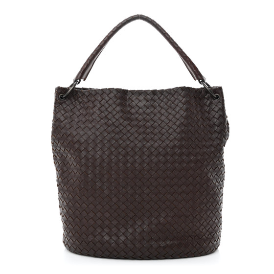 BOTTEGA VENETA Nappa Intrecciato Bucket Bag Ebano 1316785