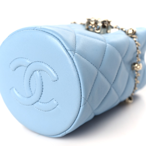 CHANEL Lambskin Quilted Mini Drawstring Bucket Bag With