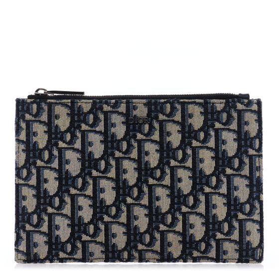 Zipped Long Wallet Beige and Black Dior Oblique Jacquard