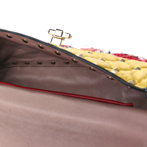 【関税&送料込】Valentino Garavani Multicolor Nappa Leather VALENTINO GARAVANI Nappa Sequin Flower Small Rockstud Spike