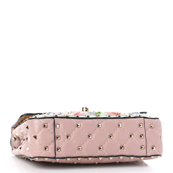 VALENTINO GARAVANI Nappa Sequin Flower Small Rockstud Spike