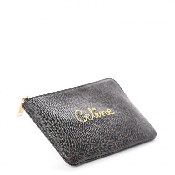 CELINE Triomphe Canvas Embroidered Logo Coin and Card Pouch