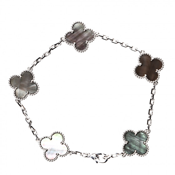 【正規品】 Mother Grey Gold White 18K ARPELS & CLEEF VAN of 5 Pearl スキー