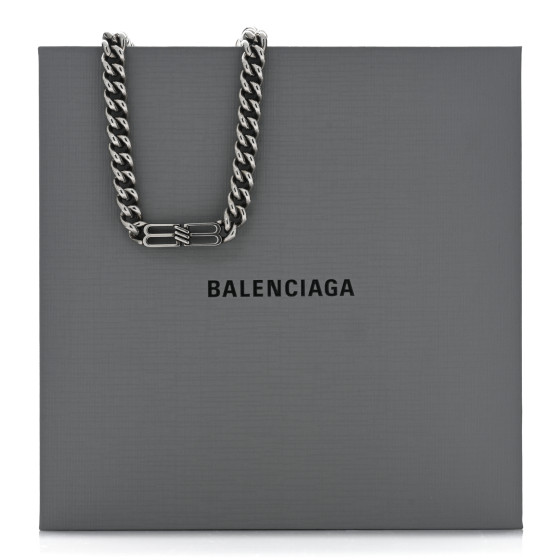 BALENCIAGA BB Icon Gourmette Necklace Antique Silver 1497899