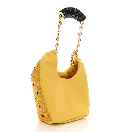 LOEWE Buttery Nappa Beaded Lambskin Mini Squeeze Bag Yellow