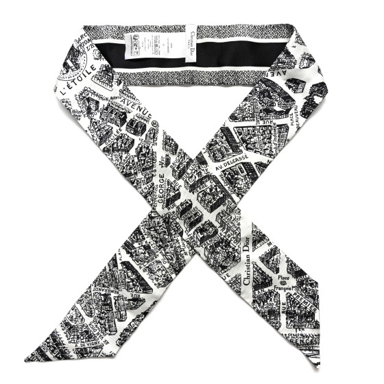 【無料郵送/関税込/正規品】 (W) Dior Plan De Paris Mitzah Sca Plan de Paris Mitzah Scarf White and Black Silk Twill | DIOR