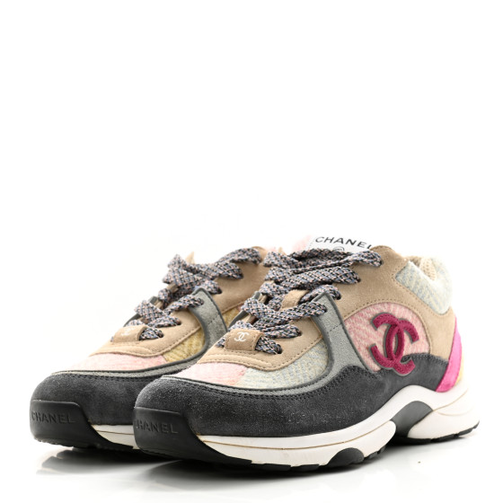CHANEL ベージュ ピンク　ツイード パンプス　sz36.5 used CHANEL ベージュ ピンク ツイード パンプス sz36.5 used