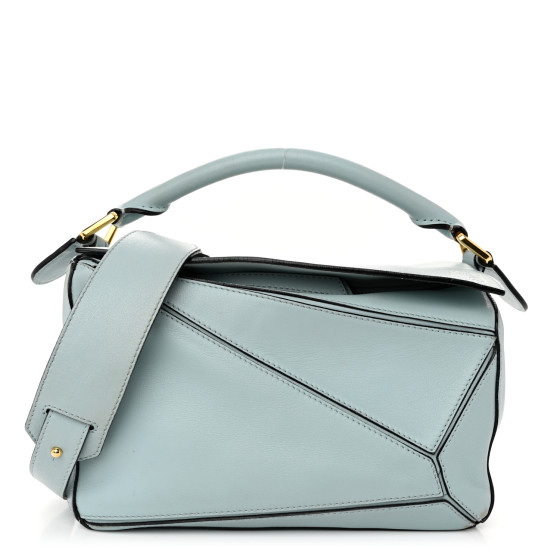 【関税&送料込】Loewe Light Blue Leather Small Puzzle Handba LOEWE Calfskin Small Puzzle Bag Light Blue 1544797
