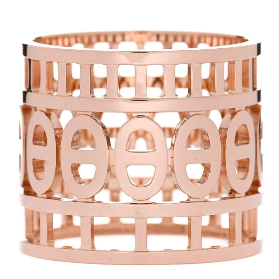 HERMES 18K Rose Gold Chaine d'Ancre Divine Ring 56 7.75