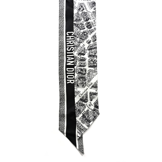 CHRISTIAN DIOR Silk Plan De Paris Mitzah Scarf White Black