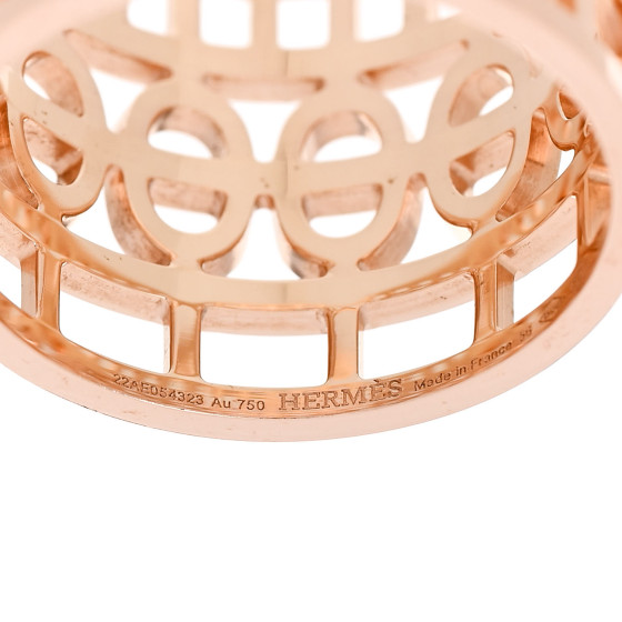 HERMES 18K Rose Gold Chaine d'Ancre Divine Ring 56 7.75