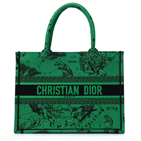 Dior ディオール Dior Book Tote バッグ ミディアム Green CHRISTIAN DIOR Canvas Embroidered Medium Zodiac Toile De