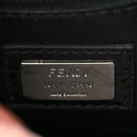 FENDI Crocodile Mini Peekaboo Iconic Satchel Black 1222625