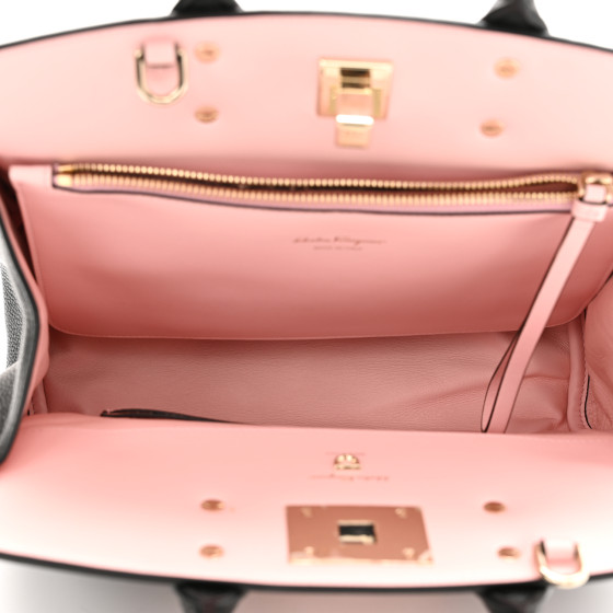 SALVATORE FERRAGAMO Calfskin Studio Top Handle Bag Black