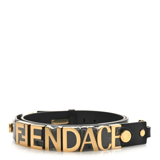 VERSACE X FENDI Calfskin Fendace Logo Belt 95 38 Black Gold