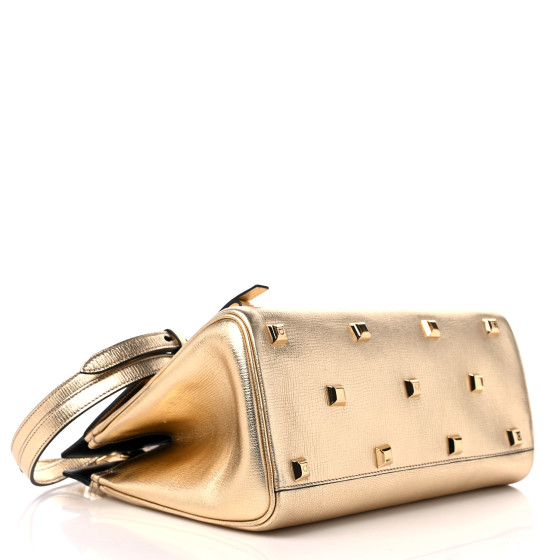SALVATORE FERRAGAMO Metallic Hammered Calfskin Studio Top