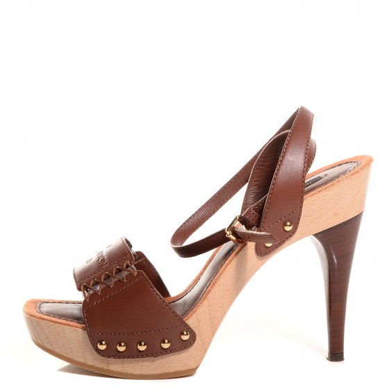 Louis Vuitton ブラウンレザー ハイヒールミュール　サイズ:36 LOUIS VUITTON size 36 Pumps brown slingback pointed toe LV