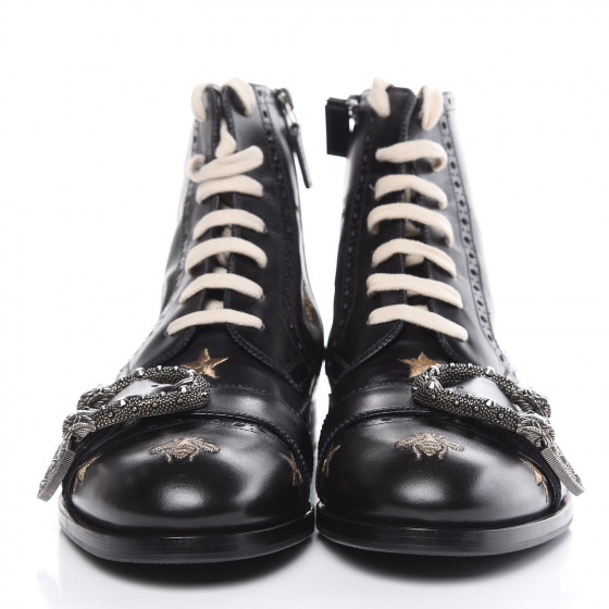GUCCI Calfskin Bee Star Embroidered Mens Queercore Brogue