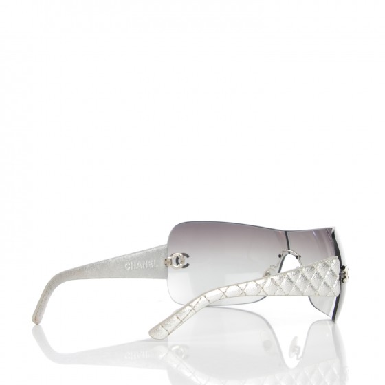 CHANEL Metallic Quilted CC Sunglasses 4157-Q Silver 125175
