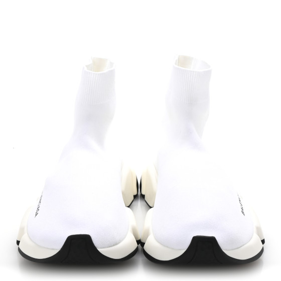 BALENCIAGA Neoprene Knit Womens Speed Sneakers 38 White