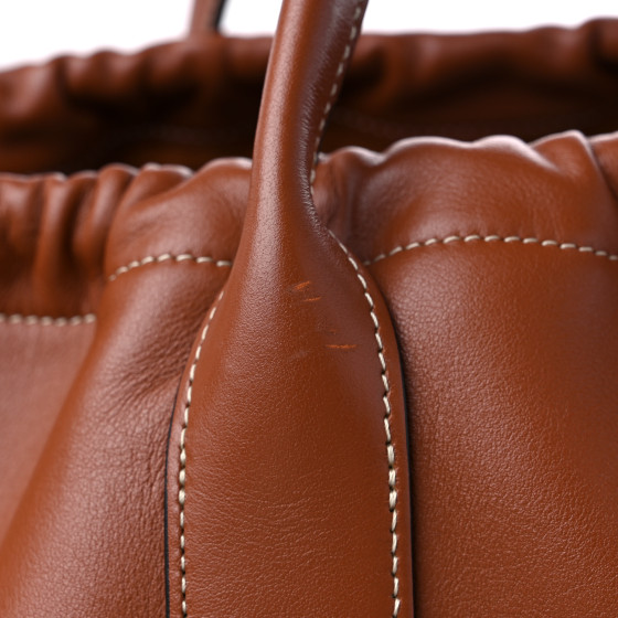 CELINE Smooth Calfskin Cuir Triomphe Cabas Drawstring Tan