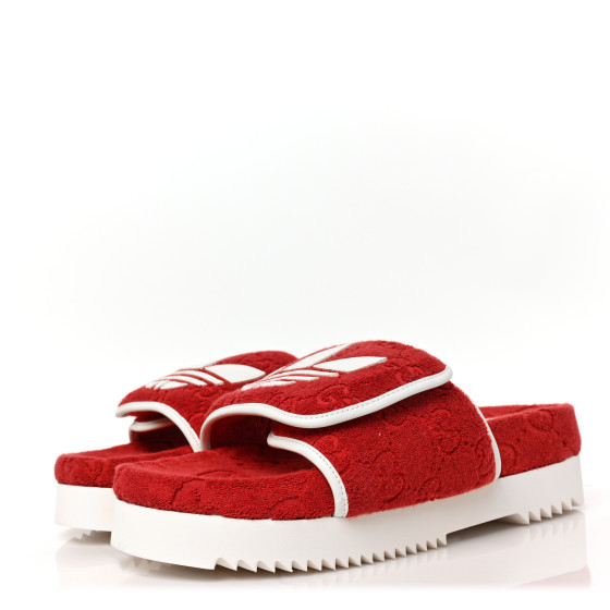 レディース adidas × Gucci men's GG platform sandal Gucci x Adidas Men's GG Platform Sandal Green Cotton Sponge