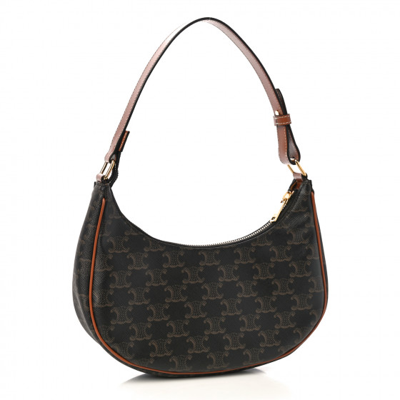 ☆【CELINE】☆CELINE AVA TRIOMPHE ミディアムバッグ☆TAN☆ CELINE Triomphe Canvas Calfskin Ava Shoulder Bag Tan 1060009