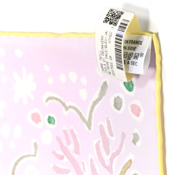HERMES Silk Isola Di Primavera Scarf 90 Rose Pale Bleu Jaune