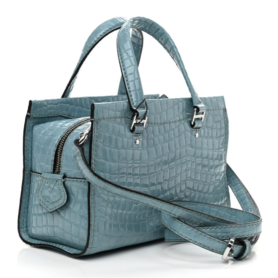 MARC JACOBS Calfskin Crocodile Embossed Stone Blue 1146141