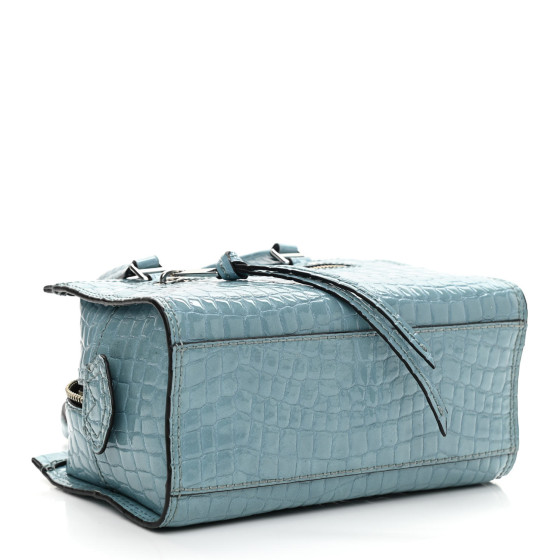 MARC JACOBS Calfskin Crocodile Embossed Stone Blue 1146141