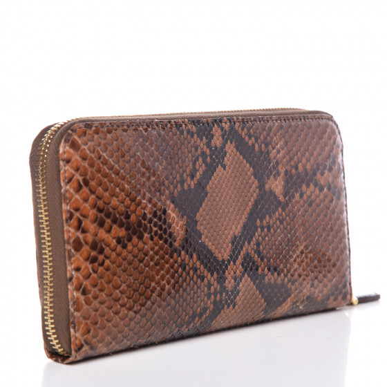 PRADA Python Zip Around Wallet Brandy 355145 | FASHIONPHILE