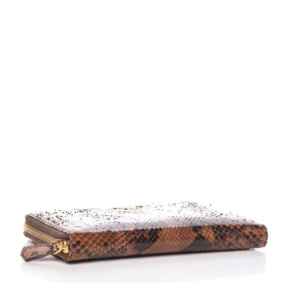 PRADA Python Zip Around Wallet Brandy 355145 | FASHIONPHILE