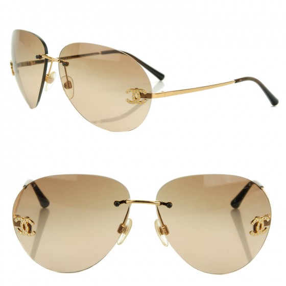 付属品付き✨️CHANEL サングラス リムレス 4108-B CHANEL Aviator CC Sunglasses 4108-B Gold 162961 | FASHIONPHILE