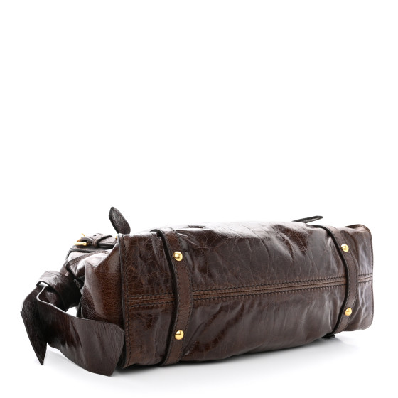 MIU MIU Vitello Lux Bow Bag Brown 1481194 | FASHIONPHILE