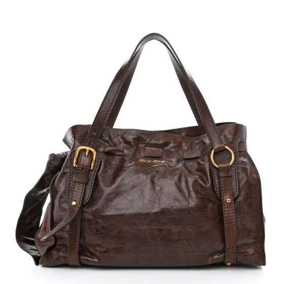 MIU MIU Vitello Luxe Side Ribbon 2way Handbag Shoulder Bag