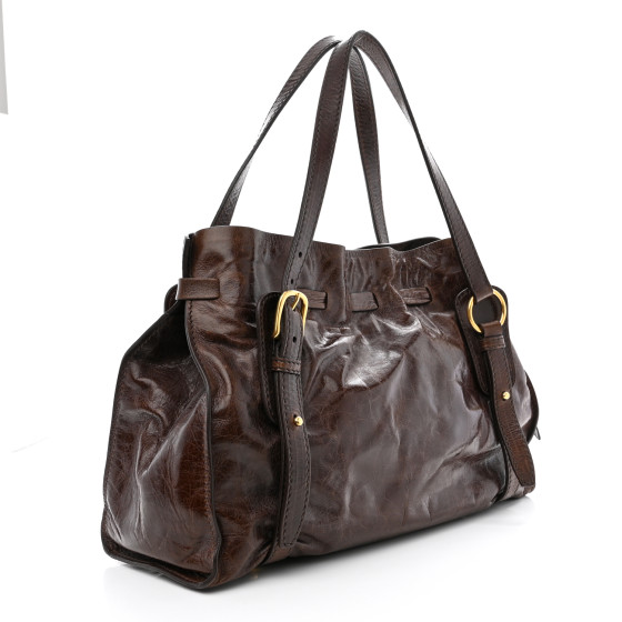 バッグ miu miu VitelloLux Ribbon brown archive MIU MIU Vitello Lux Bow Bag Brown 1242247 | FASHIONPHILE