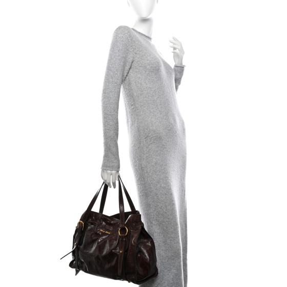 バッグ miu miu VitelloLux Ribbon brown archive MIU MIU Vitello Lux Bow Bag Brown 1242247 | FASHIONPHILE