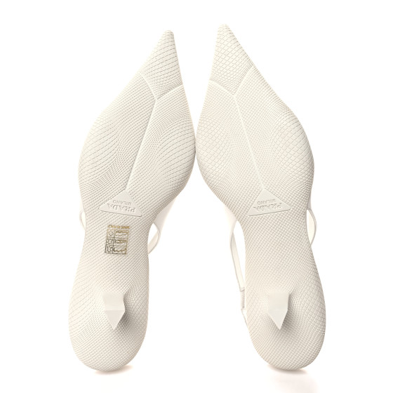 PRADA Spazzolato Triangle Logo Pointed Toe 45mm Slingback