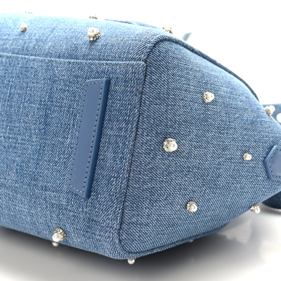 GIVENCHY Denim Pearl Embellished Mini Lock Antigona Shoulder