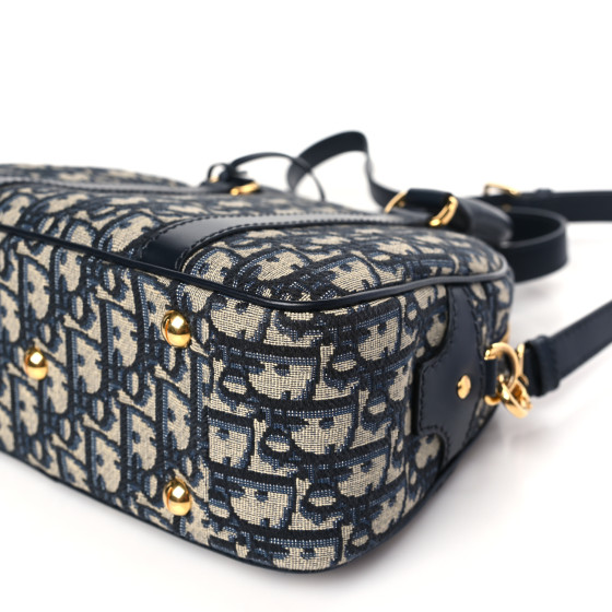 CHRISTIAN DIOR Oblique Medium D-Vibe Bowling Bag Navy