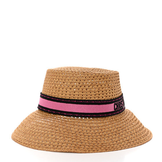 CHRISTIAN DIOR Straw Embroidered D-Bobby Large Brim Hat 58