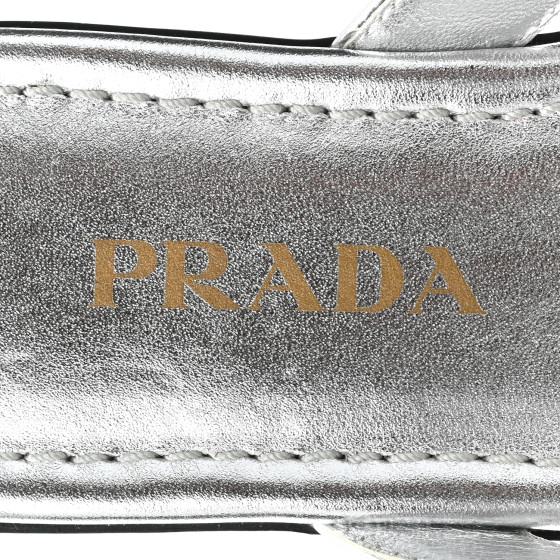 【PRADA】在庫確保難★THONG サンダル Prada - Silver Metallic Leather Thong Sandal | Mitchell Stores