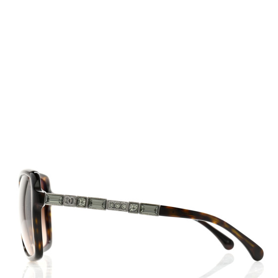 CHANEL Crystal Baguette Square Sunglasses 5308-B Tortoise