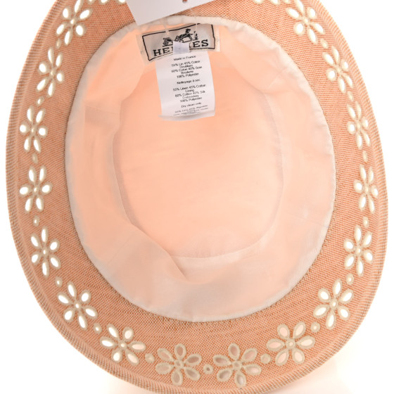 HERMES Linen Cotton Embroidered Eloise Garden Party Bucket