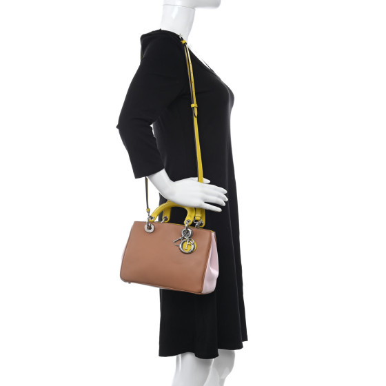 CHRISTIAN DIOR Calfskin Tri-Color Mini Diorissimo Tote Brown