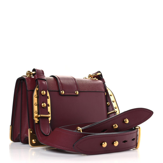 PRADA City Calf Saffiano Mini Cahier Bag Granato 1352978